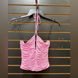 Forever 21 Pink Ruched Halter Crop Top NWT (Size S)